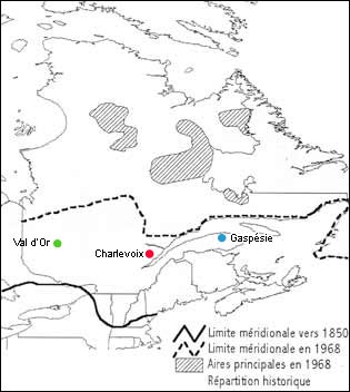 Société de la faune et des parcs du Québec -  Rapport R. Courtois et coll. 2001 - Changements historiques et répartition actuelle du caribou au Québec