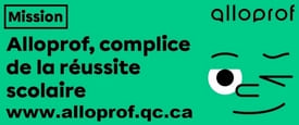 Alloprof aide les élèves du Québec à se dépasser pour transformer leurs défis scolaires en réussites, en offrant gratuitement des services professionnels et stimulants. Pour appuyer sa mission, Alloprof développe et propose des services et des ressources en ligne avec l’aide d’une équipe d’enseignants et de professionnels passionnés.